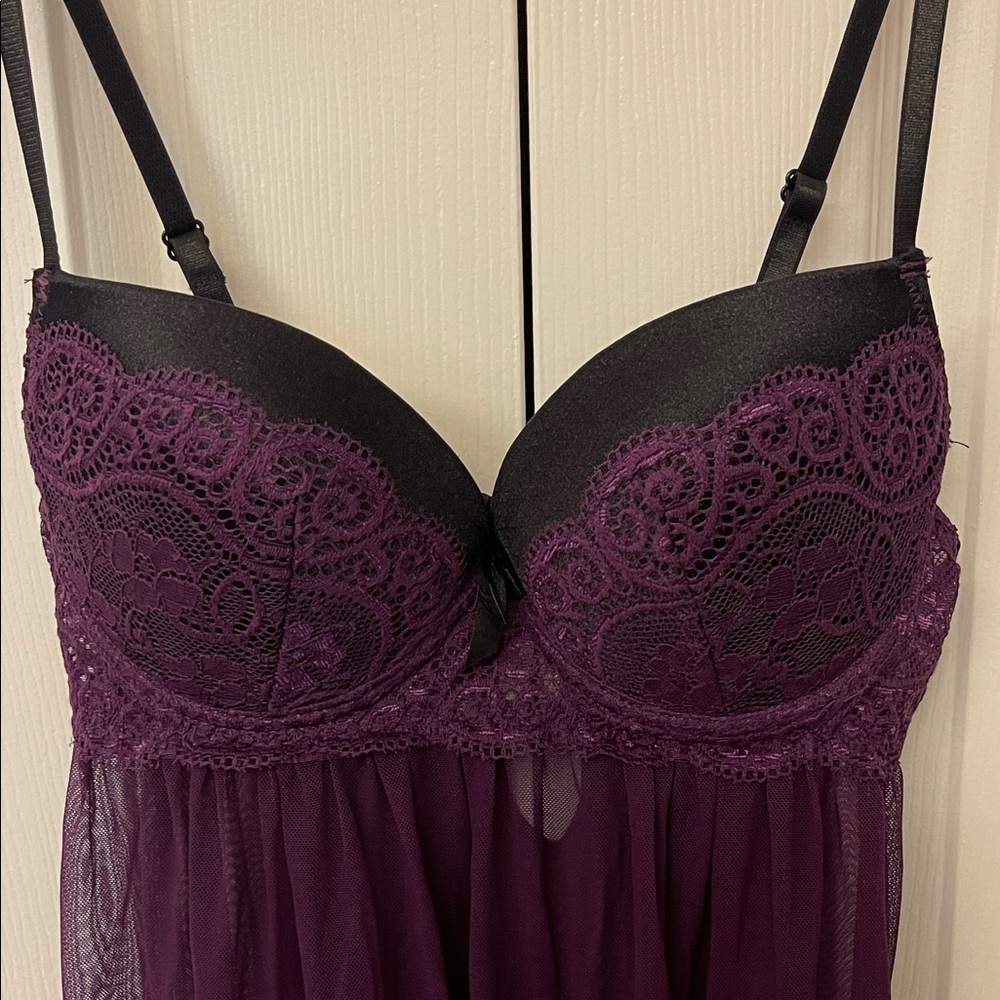 Dreamgirl Black and Purple Lace Chemise